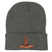 Wizard Brown Hat Embroidered Long Beanie