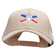 Baseball Bats and Ball Embroidered Solid Cotton Twill Low Profile Snap Cap - Khaki OSFM