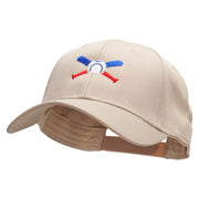 Baseball Bats and Ball Embroidered Solid Cotton Twill Low Profile Snap Cap - Khaki OSFM