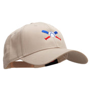 Baseball Bats and Ball Embroidered Solid Cotton Twill Low Profile Snap Cap - Khaki OSFM