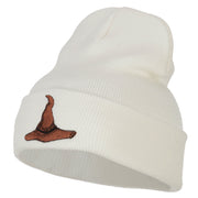 Wizard Brown Hat Embroidered Long Beanie