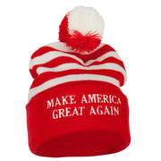 Make America Great Again Embroidered Striped Cuff Beanie