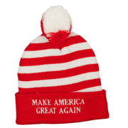 Make America Great Again Embroidered Striped Cuff Beanie