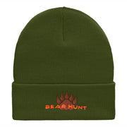 Bear Hunt Embroidered 12 Inch Solid Long Beanie Made in USA