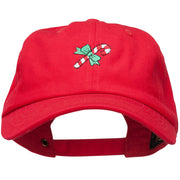 Candy Cane with Bow Embroidered Unstructured Cap