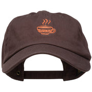 Coffee Cup Embroidered Unstructured Washed Cap