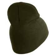U.S. Army Nurse Corps Symbol Embroidered 8 Inch Solid Knit Short Beanie Made in USA - Olive OSFM