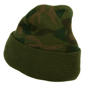 US Army 1st Ranger Bn Embroidered Camo Knit Long Cuff Beanie