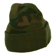 US Army 1st Ranger Bn Embroidered Camo Knit Long Cuff Beanie