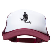 Player Jumping Embroidered Foam Panel Mesh Snapback - Maroon-White OSFM