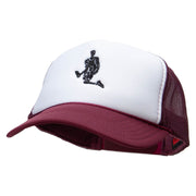 Player Jumping Embroidered Foam Panel Mesh Snapback - Maroon-White OSFM