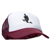 Player Jumping Embroidered Foam Panel Mesh Snapback - Maroon-White OSFM