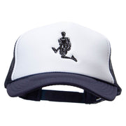 Player Jumping Embroidered Foam Panel Mesh Snapback - Navy-White OSFM