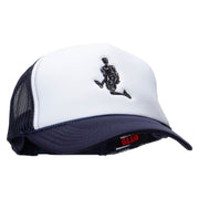 Player Jumping Embroidered Foam Panel Mesh Snapback - Navy-White OSFM