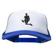 Player Jumping Embroidered Foam Panel Mesh Snapback - Royal-White OSFM