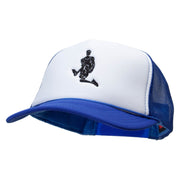 Player Jumping Embroidered Foam Panel Mesh Snapback - Royal-White OSFM