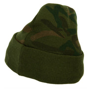 Combat Engineer Veteran Logo Embroidered Camo Knit Long Cuff Beanie