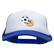 Soccer Header Embroidered Foam Panel Mesh Snapback - Royal-White OSFM