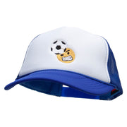 Soccer Header Embroidered Foam Panel Mesh Snapback - Royal-White OSFM