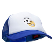 Soccer Header Embroidered Foam Panel Mesh Snapback - Royal-White OSFM