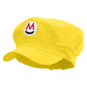 Mario Mustache Embroidered Cotton Elastic Newsboy Cap - Yellow OSFM