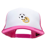 Soccer Header Embroidered Foam Panel Mesh Snapback - Pink-White OSFM