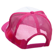 Soccer Header Embroidered Foam Panel Mesh Snapback - Pink-White OSFM