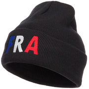 France FRA Flag Embroidered Long Beanie