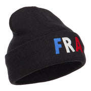 France FRA Flag Embroidered Long Beanie