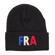 France FRA Flag Embroidered Long Beanie