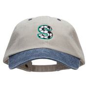 Soccer S Embroidered Pigment Dyed Wash Cap - Beige-Navy OSFM