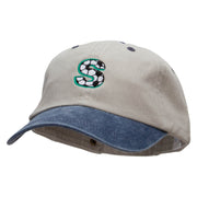 Soccer S Embroidered Pigment Dyed Wash Cap - Beige-Navy OSFM