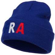 France FRA Flag Embroidered Long Beanie