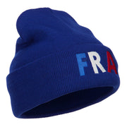 France FRA Flag Embroidered Long Beanie