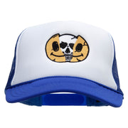 Skull Smile Embroidered Foam Panel Mesh Snapback