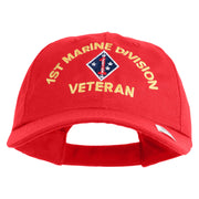 1st Marine Division Veteran Embroidered 6 Panel Unstructured Cotton Twill Cap Made in USA - Red OSFM