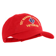 1st Marine Division Veteran Embroidered 6 Panel Unstructured Cotton Twill Cap Made in USA - Red OSFM
