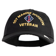 1st Marine Division Veteran Embroidered 6 Panel Unstructured Cotton Twill Cap Made in USA - Black OSFM