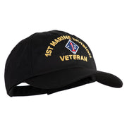1st Marine Division Veteran Embroidered 6 Panel Unstructured Cotton Twill Cap Made in USA - Black OSFM