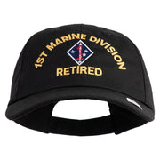 1st Marine Division Retired Embroidered 6 Panel Unstructured Cotton Twill Cap Made in USA - Black OSFM