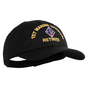 1st Marine Division Retired Embroidered 6 Panel Unstructured Cotton Twill Cap Made in USA - Black OSFM