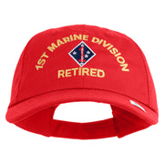 1st Marine Division Retired Embroidered 6 Panel Unstructured Cotton Twill Cap Made in USA - Red OSFM