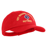 1st Marine Division Retired Embroidered 6 Panel Unstructured Cotton Twill Cap Made in USA - Red OSFM