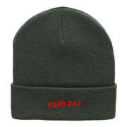 Hero Dad Embroidered 12 Inch Long Knitted Beanie