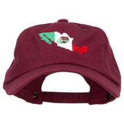 Mexico Flag with Map Embroidered Unstructured Washed Cap