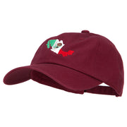 Mexico Flag with Map Embroidered Unstructured Washed Cap