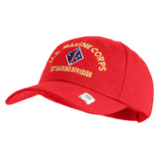 U.S. Marine Corps 1st Marine Division Embroidered 6 Panel Unstructured Cotton Twill Cap Made in USA - Red OSFM