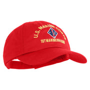 U.S. Marine Corps 1st Marine Division Embroidered 6 Panel Unstructured Cotton Twill Cap Made in USA - Red OSFM