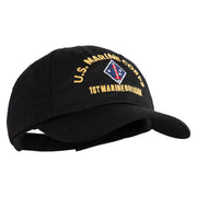 U.S. Marine Corps 1st Marine Division Embroidered 6 Panel Unstructured Cotton Twill Cap Made in USA - Black OSFM