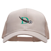 Soccer Defender Embroidered Solid Cotton Prostyle Twill Mesh Cap - Khaki OSFM